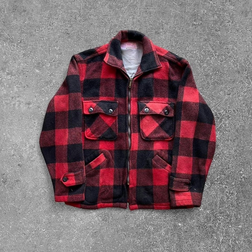 Vintage 1960s Sears Buffalo Plaid Wool Jacket‎ Size Small/Medium
